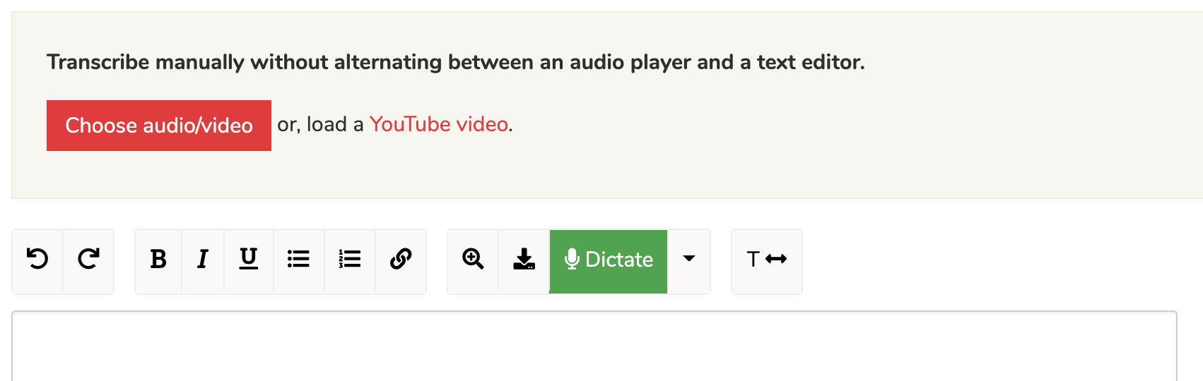 Upload audio for self transcription.